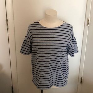 Vineyard Vine Striped Ruffle Sleeve Tee